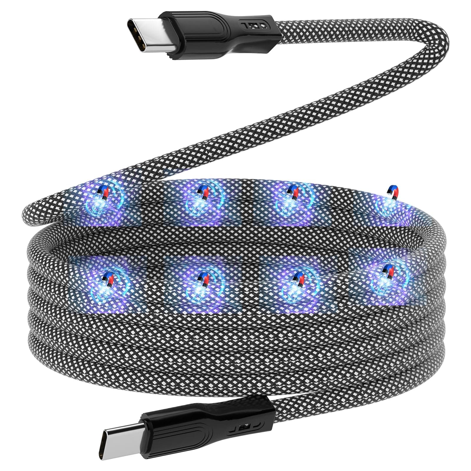 Magtame USB C Charger Cable, Magnetic Coiled 60W PD Type C Cable Fast Charging, 3.3ft USB C to USB C Cable Compatible with Samsung S23 S22 S21 Note 20 Ultra, iPad Pro 12.9 Air Mini for MacBook Air