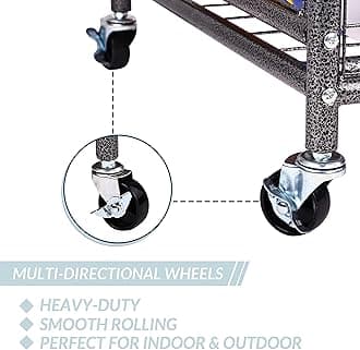 Signature Fitness Garage Sports Equipment Organizer, Garage Ball Storage, Sports Gear Storage, Garage Organizer with Baskets and Hooks, Rolling Sports Ball Storage Cart, Black, Steel, Multiple Styles