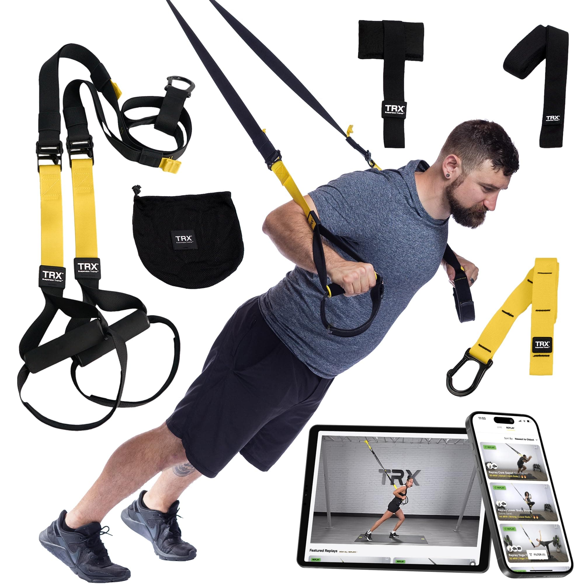 All-In-One Home Gym System – Complete Suspension Training Kit for Strength Training, HIIT & Full-Body Workouts at Home or Outdoors, Includes Indoor & Outdoor Anchors