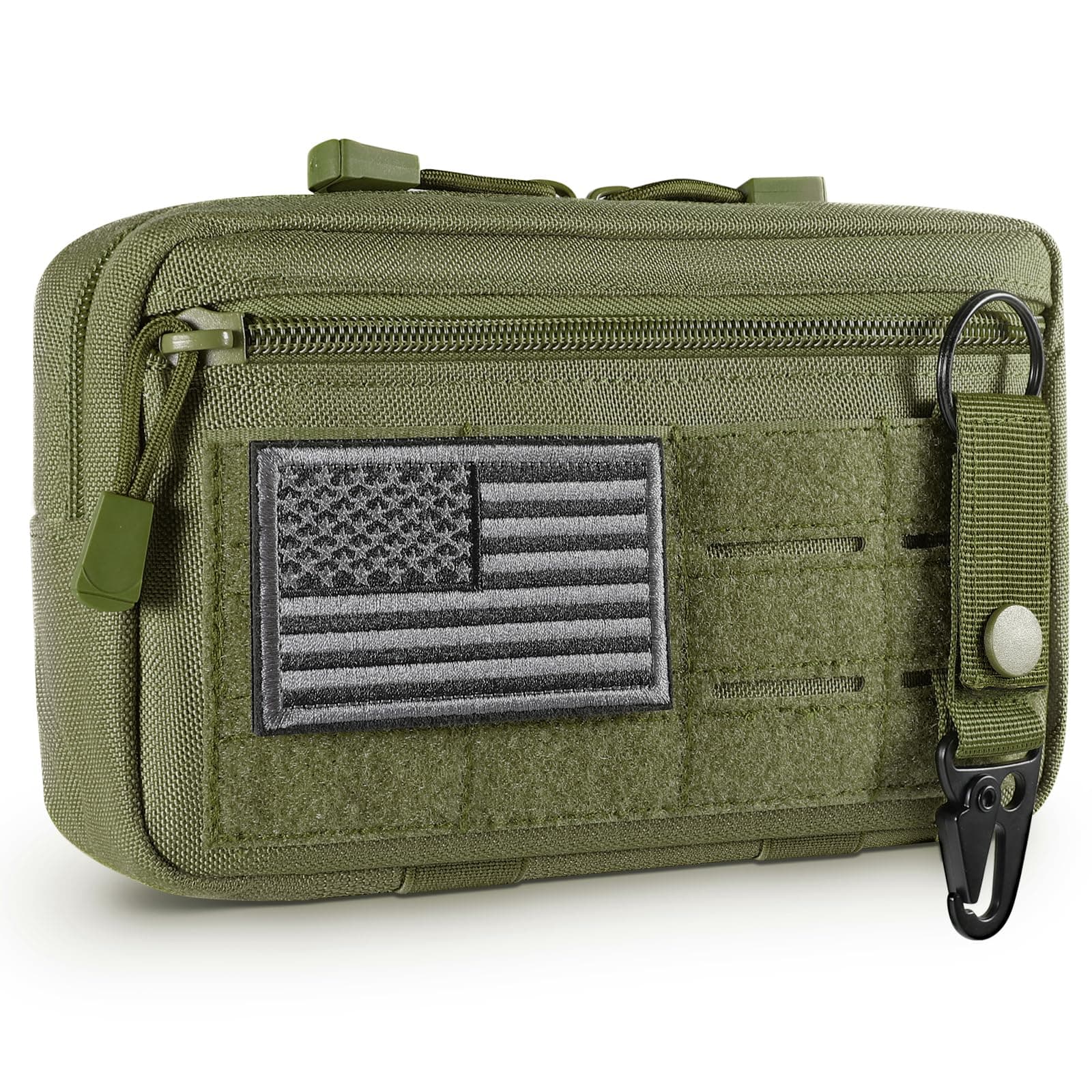 Tactical Molle Admin Pouch Utility Laser Cut EDC Tool Pouch Bag Horizontal Modular Pouches Include US Flag Patch and Keychain