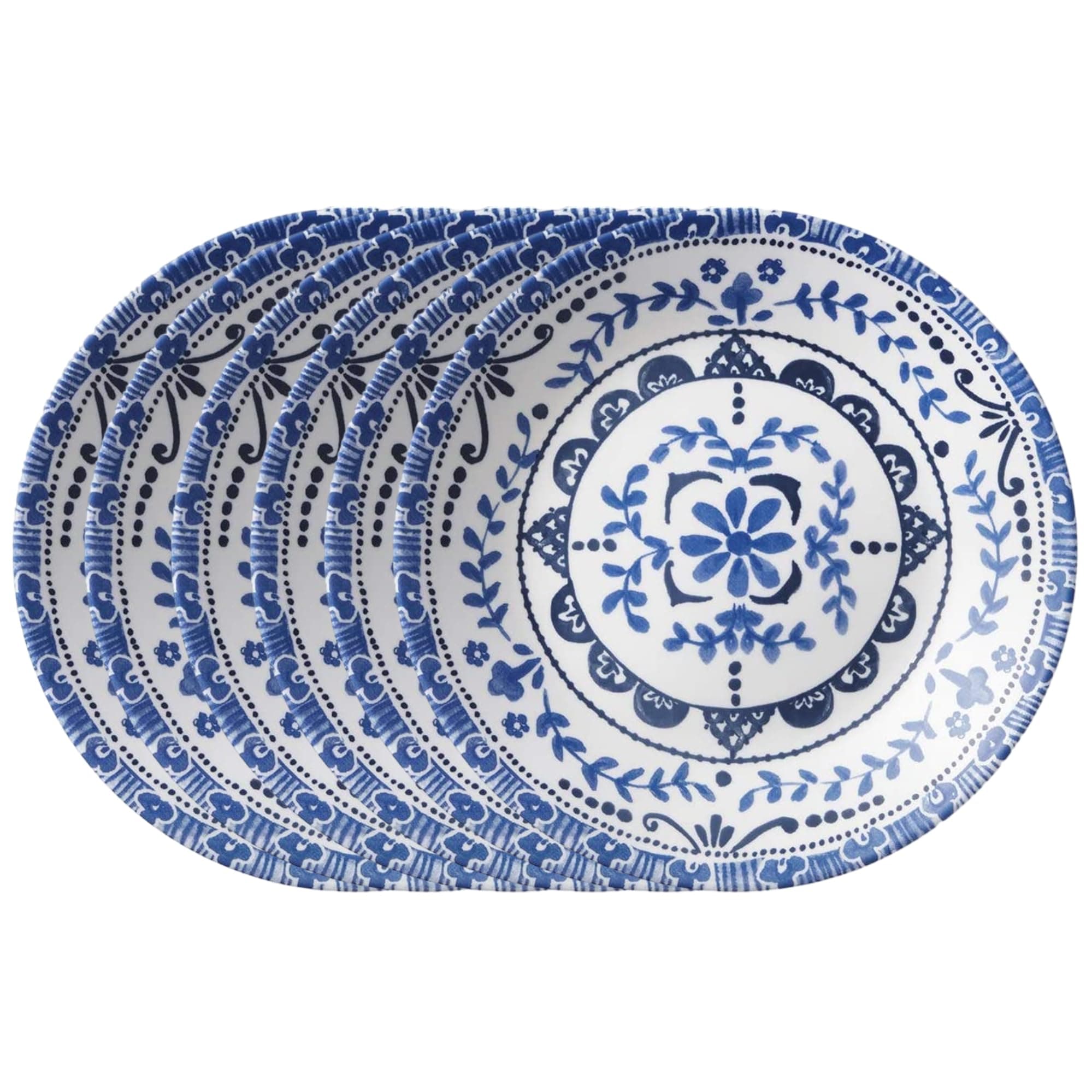 Vitrelle 6-Piece Appetizer Plates Set, Triple Layer Glass and Chip Resistant, 6-3/4-Inch Lightweight Round Plates, Portofino