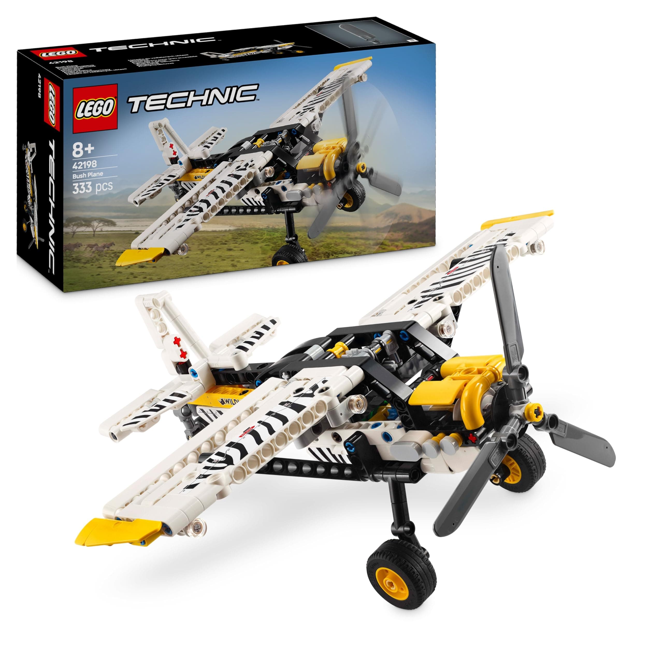 LEGO Technic Bush Plane Toy - Model Airplane Set for 8+ Year Old Boys & Girls - Spinning Propeller and Piston Engine for Imaginative Role Play - Kids' Birthday Gift Idea 42198