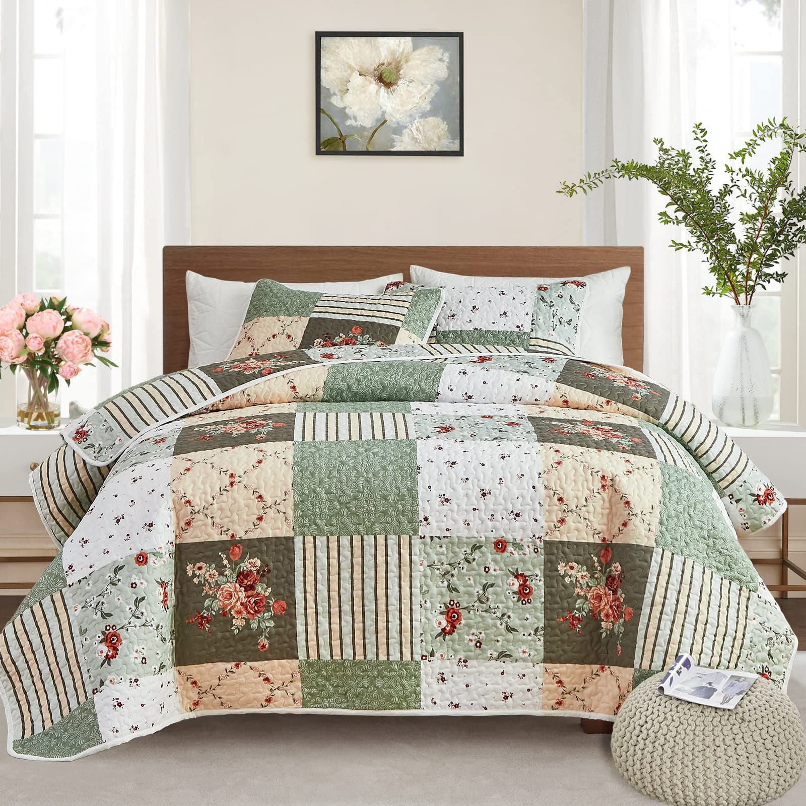 floral patchwork quilt set