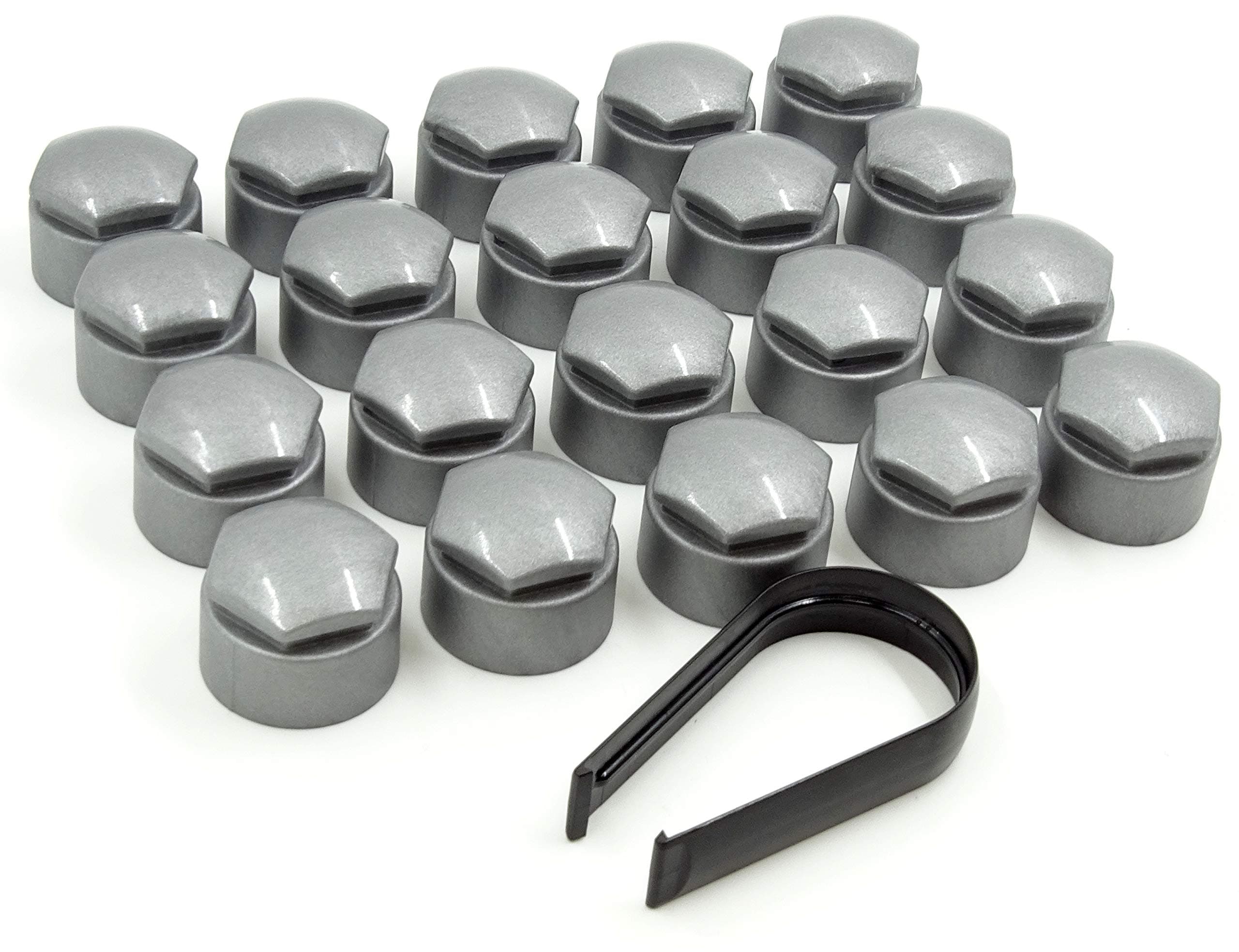 Round Type Wheel nut covers for Audi A1 A3 A4 A5 A6 A7 A8 TT Q3 Q5 Q7 Mk2, Q8 17mm (Alloy Grey)