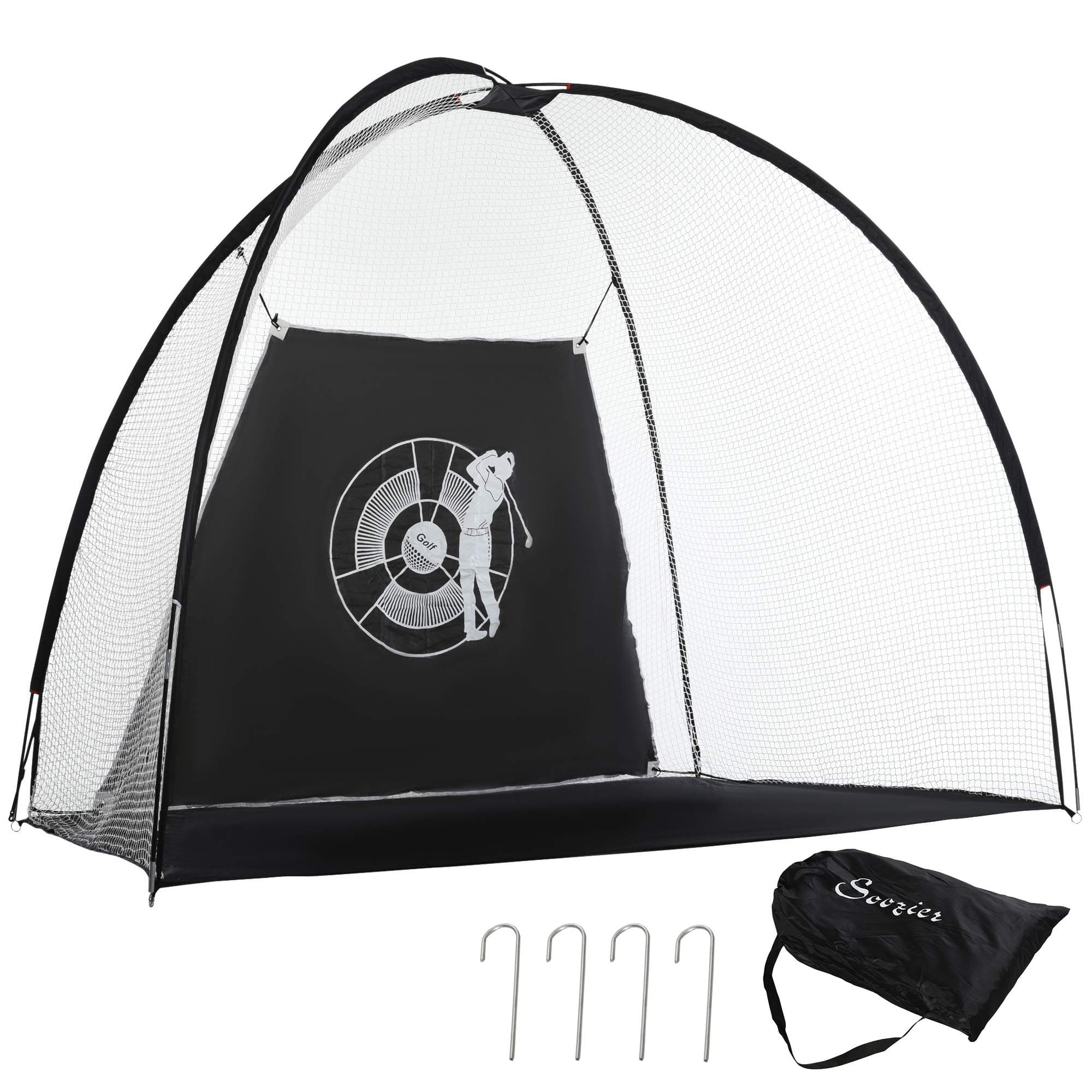 Soozier Golf Hitting Net with Chipping Target, Golf Aid Training Practice Net with Carry Bag for Indoor and Outdoor Golf Sports