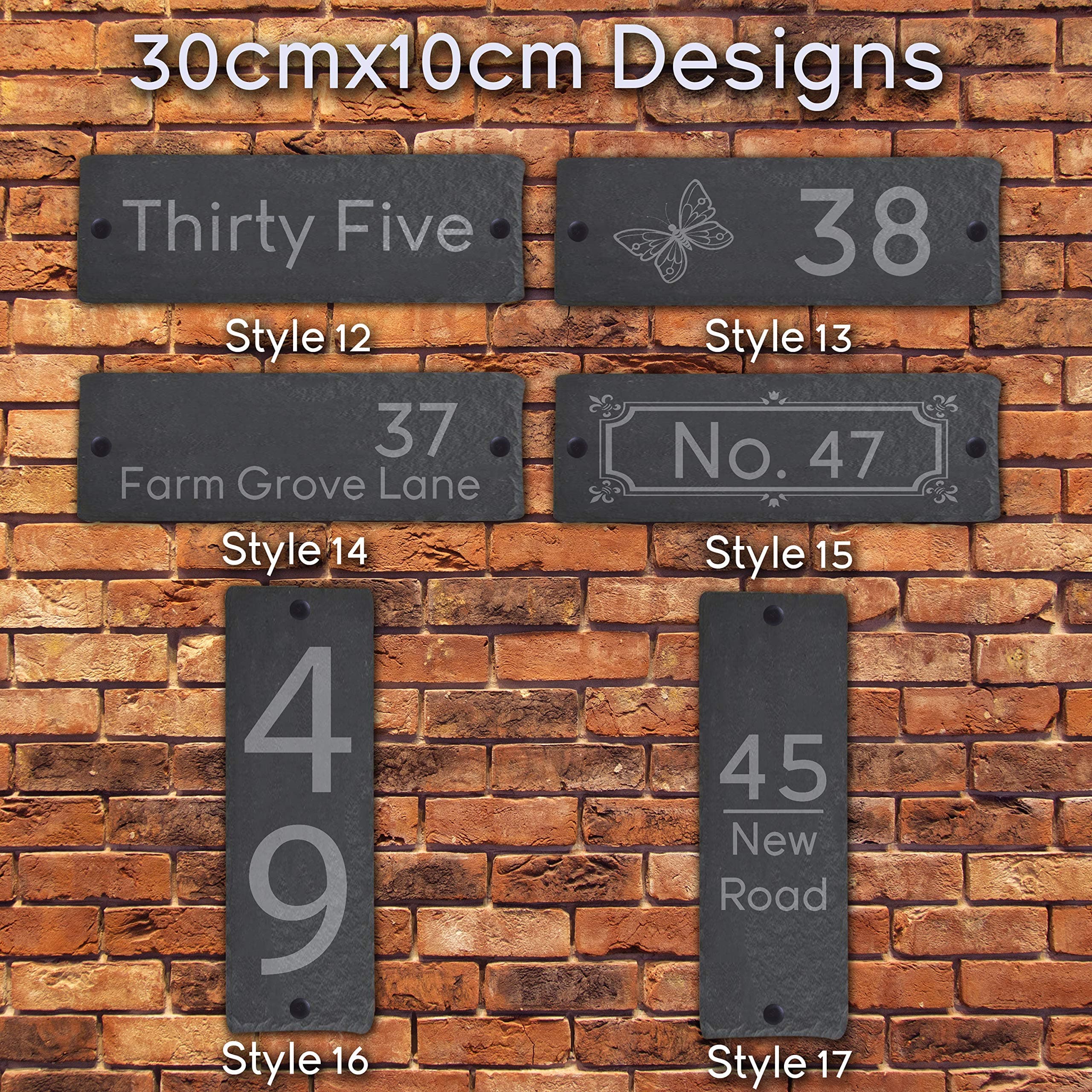 Active Window Films Rustic Natural Slate House Gate Sign Plaque Door Number Personalised Name Plate 30cm x 10cm